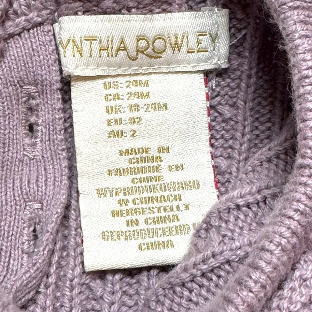 Cynthia Rowley Long Sleeve Sweater Dress Ruffle Bows Crochet Knit Lavender 24 mo